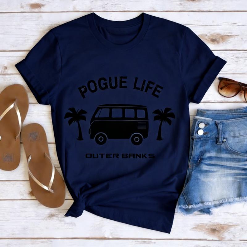 Pogue Life Outer Banks Surf Van OBX Lovers Gift Show Fans Unisex Shirt Allmatch Regular Short Sleeve Printed Tshirt Tops