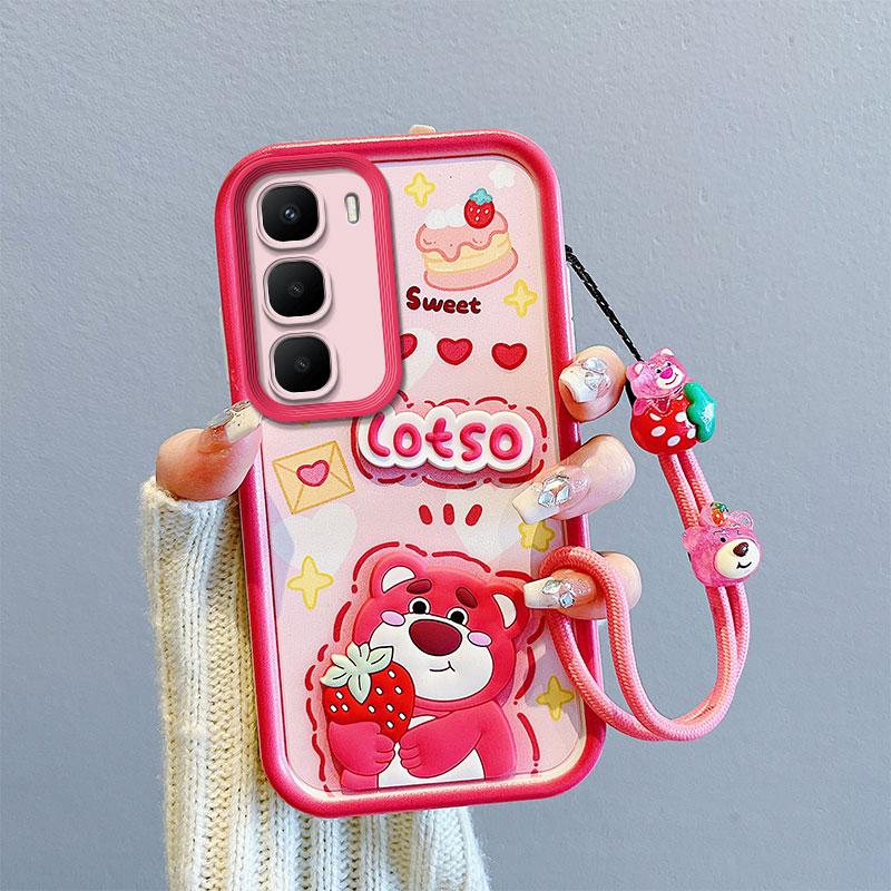 KEYSION Shockproof Case for Infinix Hot 60i 60 5G with Lanyard Soft Silicone Cute 3D Cartoon Doll Phone Back Cover for Infinix Hot 60 Pro+