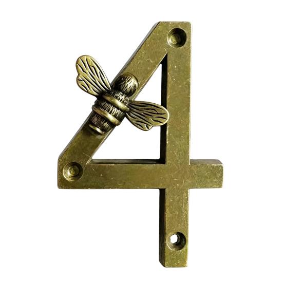 Bee House Number for Outside, Weather-proof Alloy Floating Address Numbers, Metal Number Sign for Door, Mailbox, Wall, Yard