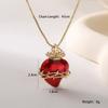 Fashion Red Oil Dripping Heart Pendant Necklaces For Women Gold Color Copper Party Jewelry Female