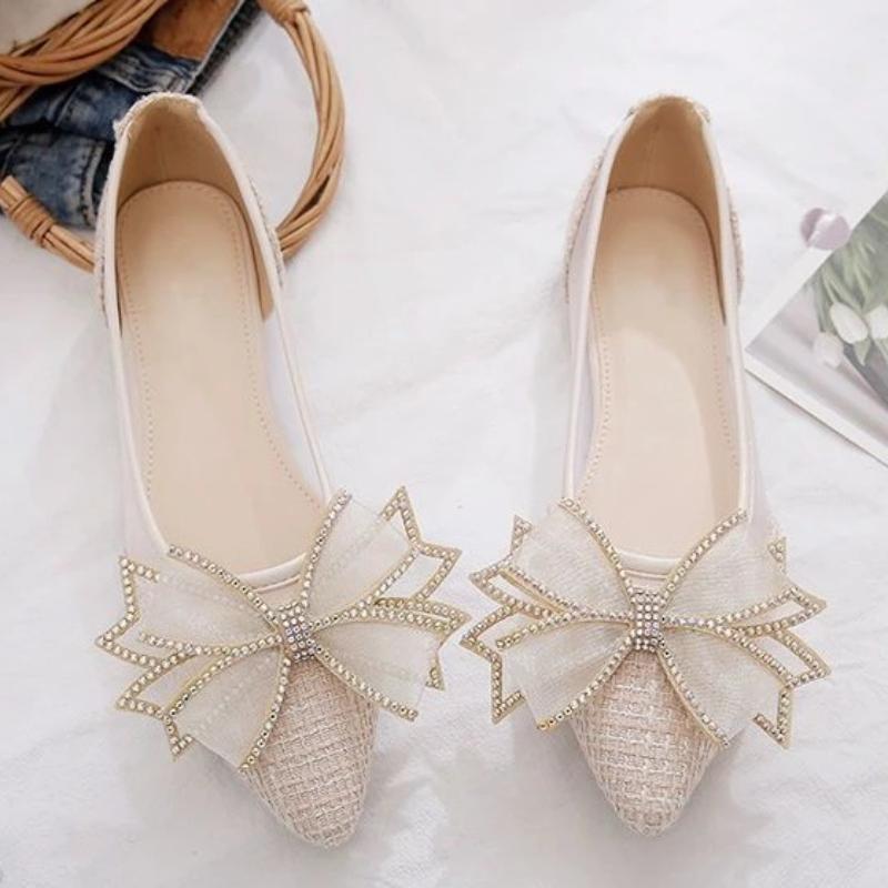 Fashion Shoes for Women French Style Off White Mesh Splicing Luxury Brand Wholesale Lastest Low Price Slip On Chic Point 39 Woman Flats
