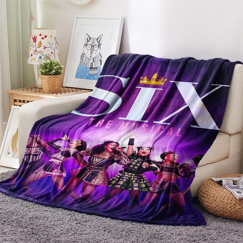 1PC SIX the Musical Print Flannel Blanket, High quality Comfortable for All Seasons, Home Decor, Warmth and Comfort, Perfect for Christmas Gifts164