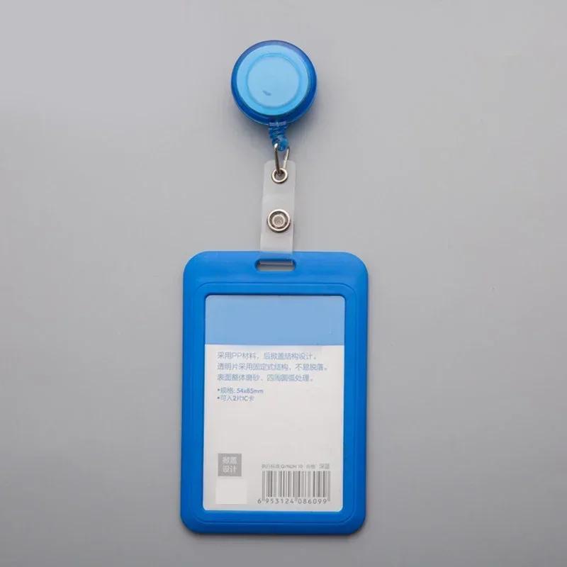 Women Man Credit Card Cover Case with Retractable Buttons Pouch Creative Transparent Nurse Badge Doctor ID Holder Clip Badge