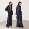 IHIMI Women's Vintage Denim Shirt & Straight Pants Set