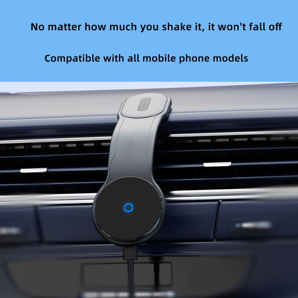 TEEQ Car Phone Holder 15W Magnetic Wireless Charger Charging Pad Car Mount Compatible for iPhone 16 15 14 13 12 Pro Max