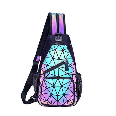 Borsa luminosa da donna Zaino laser geometrico Borse a tracolla trapuntate Borsa a petto semplice con ologramma laser