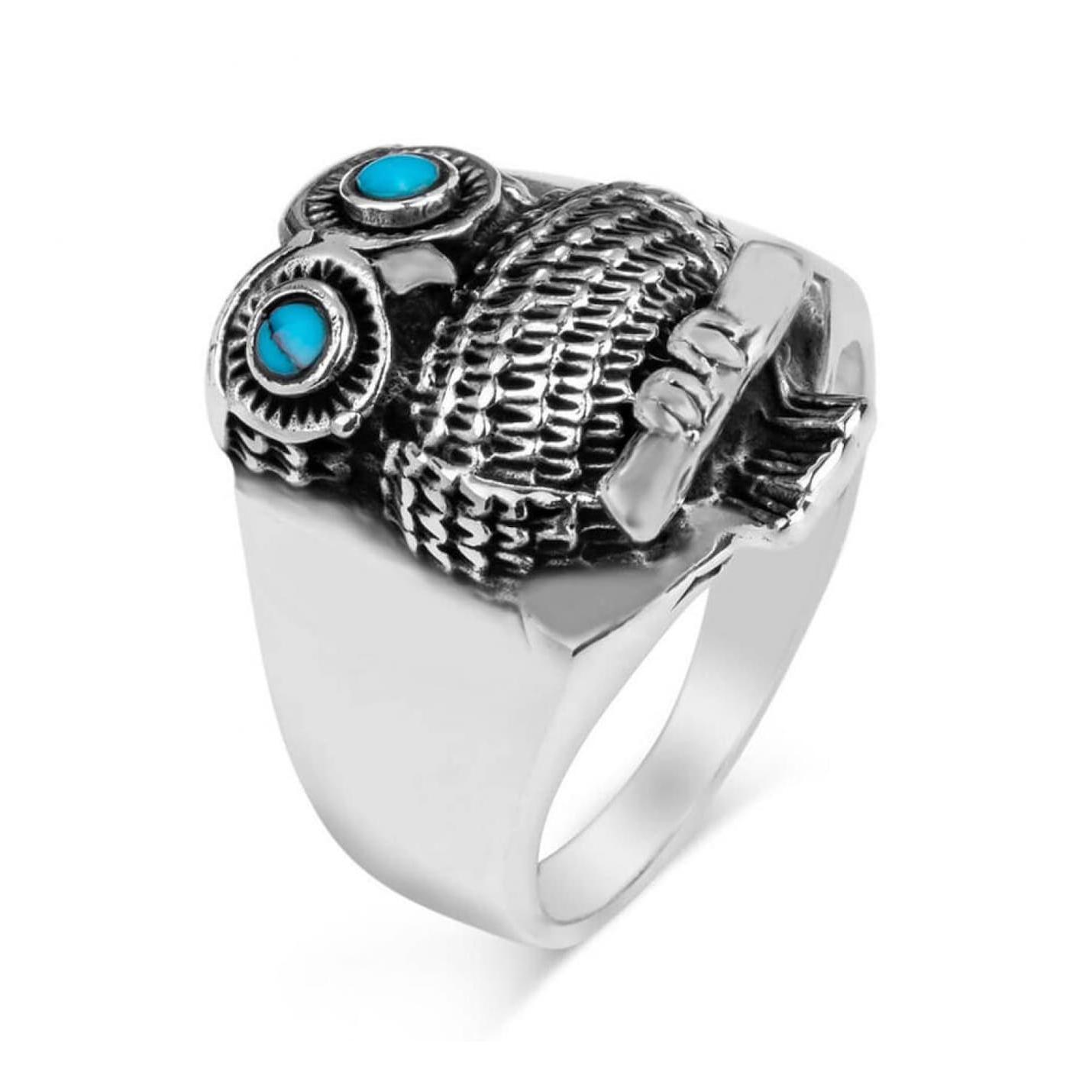 

Мужское кольцо в виде совы из стерлингового серебра