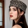Women's Hepburn Style Leopard Tweed Beret Hat for Autumn/Winter