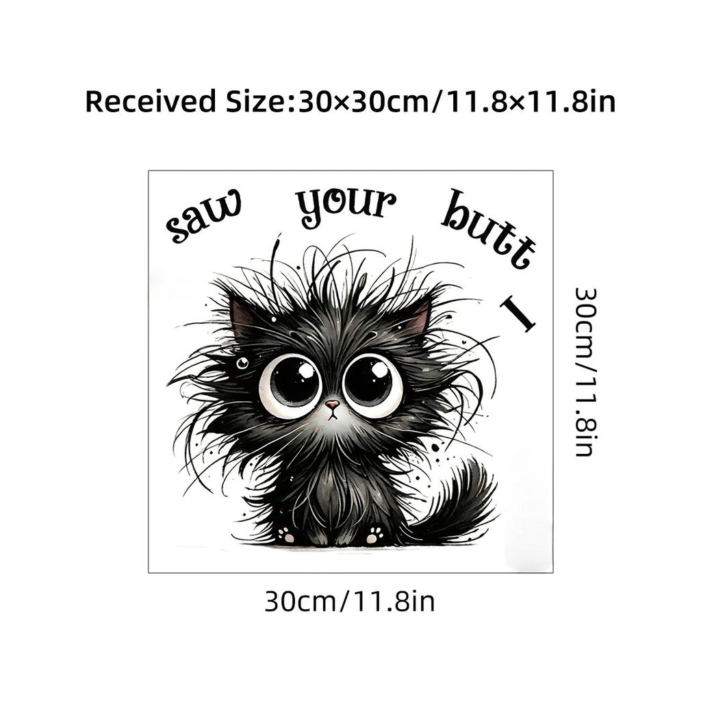 Black Big-eyed Kitten Toilet Cover, Water Tank Decoration Sticker, A Line of Children's Fun Style Home Decoration Stickers