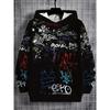3D digital printing street graffiti style letter pattern hooded sweatshirt fashion trend casual children's clothing
