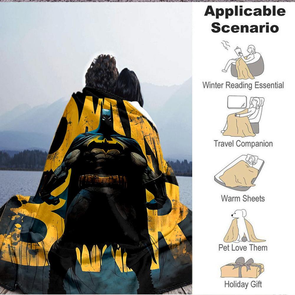 1pc Batman Night Flannel Throw Blanket - Lightweight Soft Warm All-Season Blanket for Sofa, Bed, Travel, Camping  L1029057