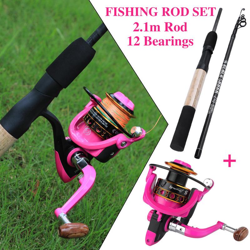 SOUGAYILANG 12 BB Fishing Reels Spinning Fishing Rod Carbon Fiber Telescopic Fishing Rods Reels