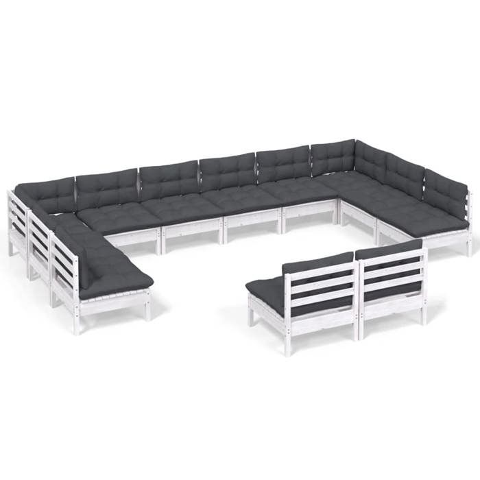 VidaXL Solid Pine Wood Garden Lounge Set 12 Pcs with Cushions Patio Furniture Outdoor Furniture Garden Furniture 3097224