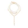 Sweet And Cool Imitation Pearl Beaded Collarbone Necklace, Fashionable Metal Disc Stacked With Chain Necklace For Women