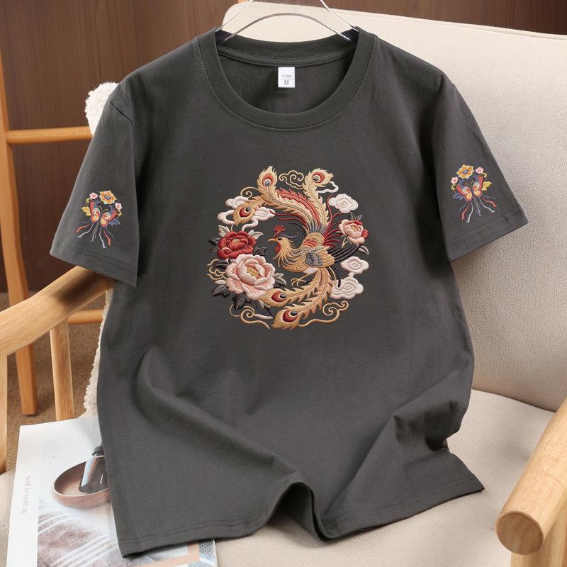 2026 Summer Unisex Pure Cotton Short Sleeve T-shirt with Chinese Style Print
