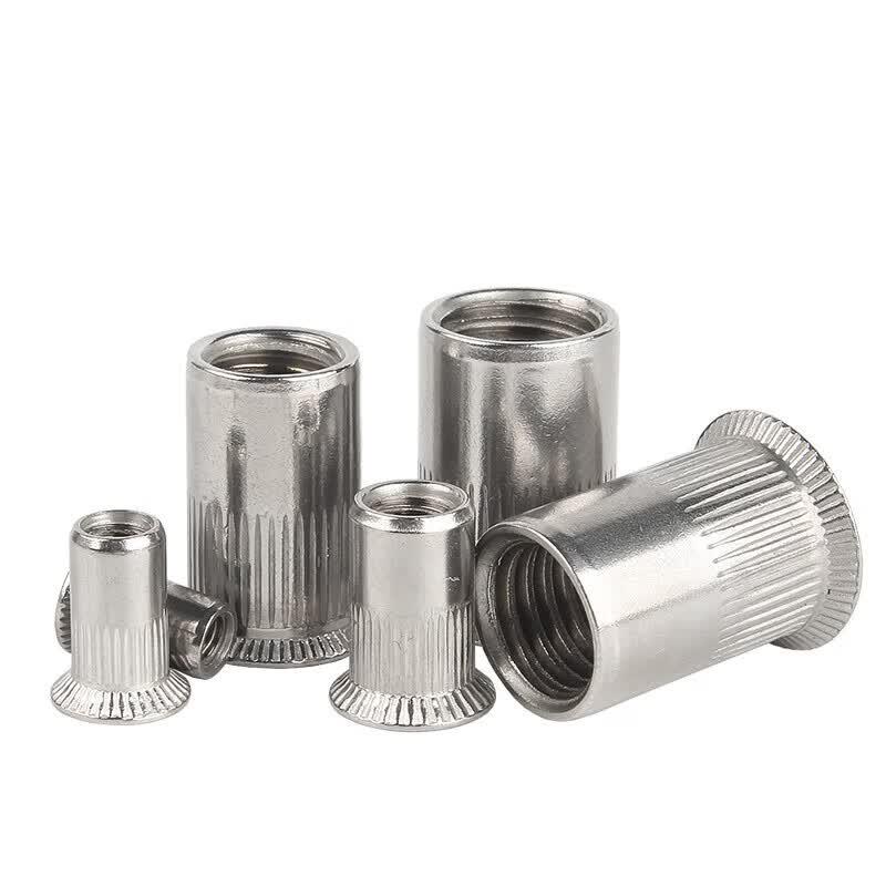 OIMG 304 Stainless Steel Flat Head Knurled Rivet Nuts