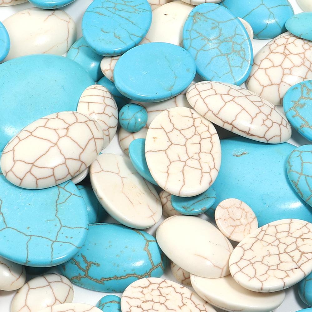 10pcs/Lot Oval Turquoises Cabochons Cameo For Jewelry Making Natural Stone Beads Cabochon Flatback Cabochon DIY Necklace Rings