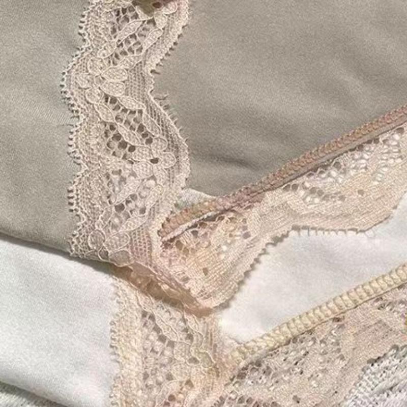 3PCS New Low Waist Panties for Women Underwear Sexy  Lace Satin Large Size Briefs Big Panties