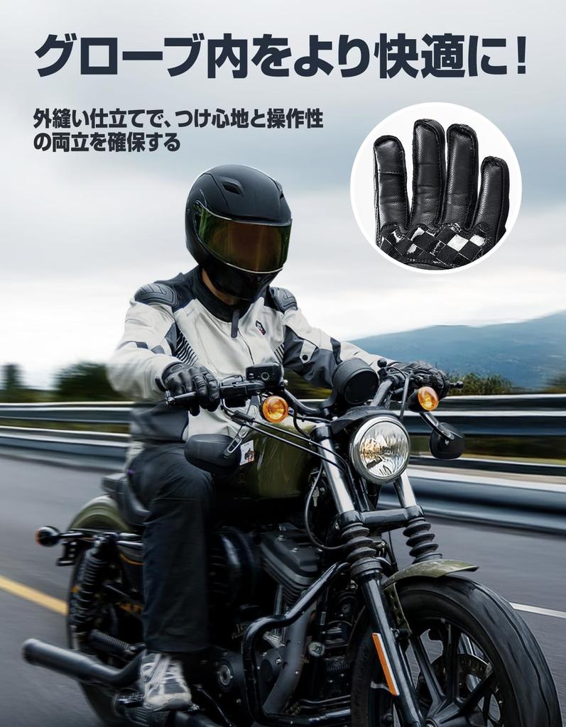 KEMIMOTO Motorcycle Sheepskin Smartphone for Men and and Outdoor Size M Gloves, Leather, Water-Repellent, Compatible, Shock-Resistant, Durable, Women,