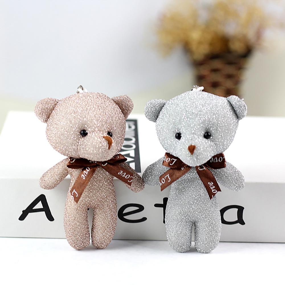 12CM Teddy Bear Plush Toy with Ribbon Bow Siamese Bears Toys Key Chain Pendant Gifts for Children Kids Toy Wedding Gifts
