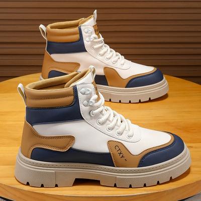 Fashion 2025 Autumn Men High Top Boots Outdoor Leather Ankle Boots Comfortable Casual Moccasin Male Work Boots Classic Handmade Shoes