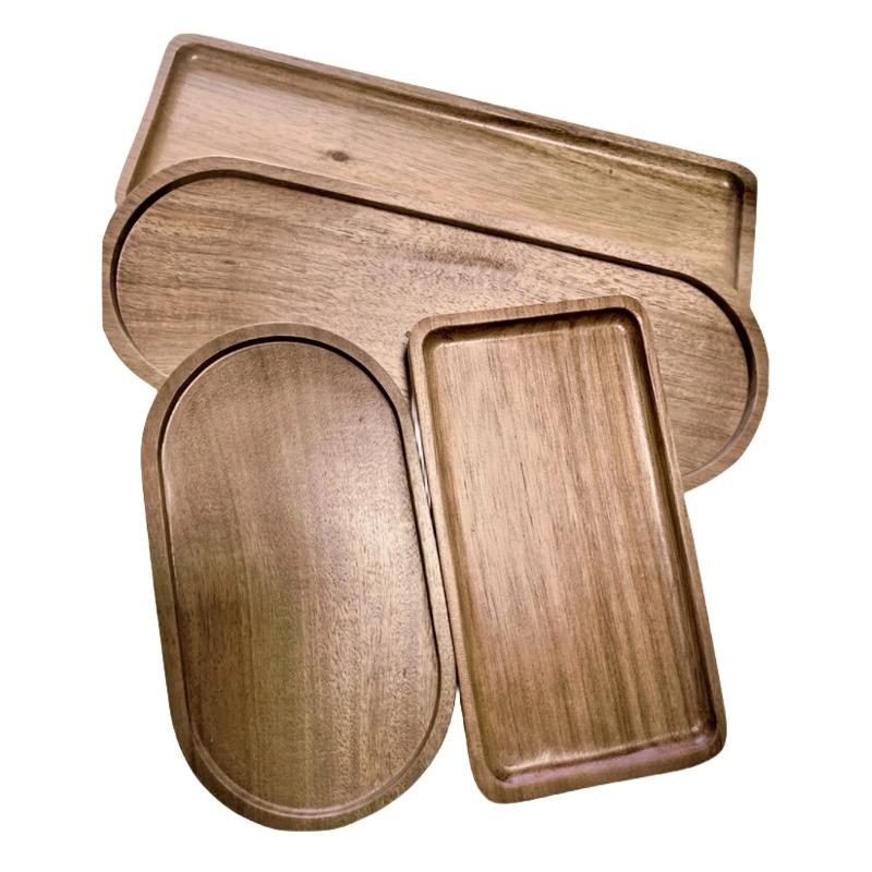 Tableware Solid Wood Food Tray Round Rectangle Dessert Plate Japanese-style Wooden Snack Fruit Tea Saucer Pallet Kitchen Supply