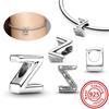 925 Sterling copper Clear Zircon Sparkling 26 A-Z Letters Alphabet DIY Name Beads Fit Original Pantaro Charms Bracelet Zircon