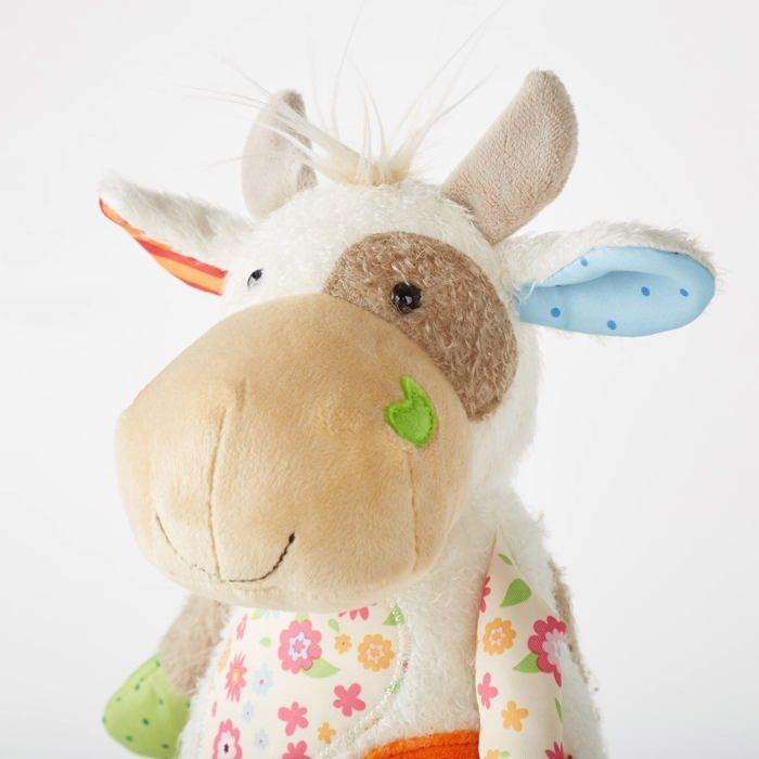 Doudou - sigikid - 42839 - vache assise - mélange de matériaux colorés - lavable à 30°c