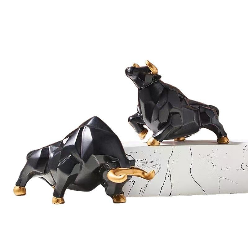 Creative Nordic Resin Animal Sculpture Abstract Simulation Ox Sculpture Modern Home Decoration Portico Desktop Accessories Gift