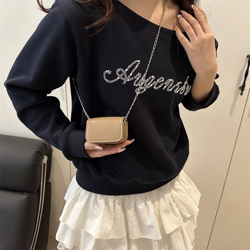 New mini solid color casual small square bag, premium texture simple chain, shoulder messenger bag, women's bag.