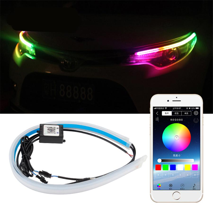 2X 60Cm Rgb Sequential Led Daytime Running Lamp Drl App Bluetooth Remote Control