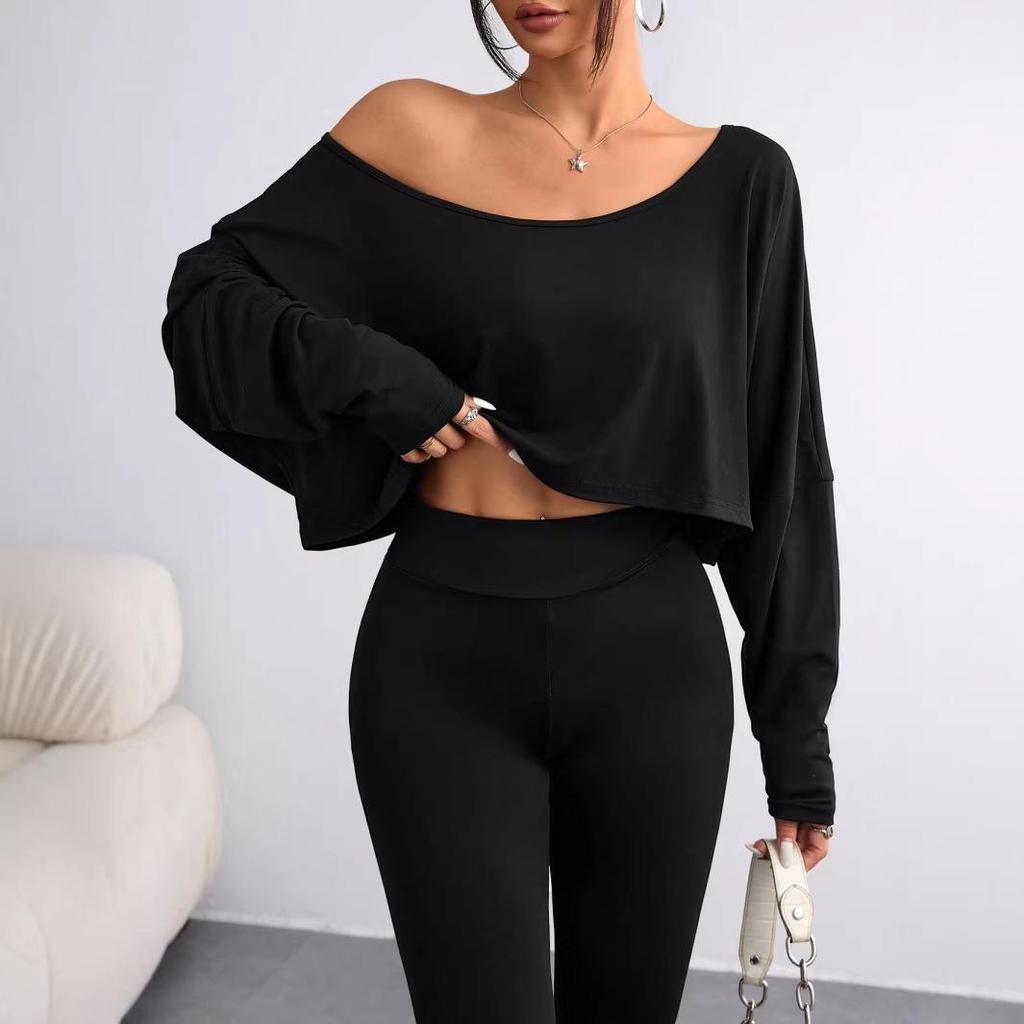 Women's Loose Ice Feeling Long Sleeve One-Shoulder Top - Spring/Summer 2026 Collection
