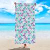 Shark Pattern Striped Beach Towel 2D Flat Printed Peach Skin Soft Large Bath Towel For Swimming Pool Sunbathing Summer Sport