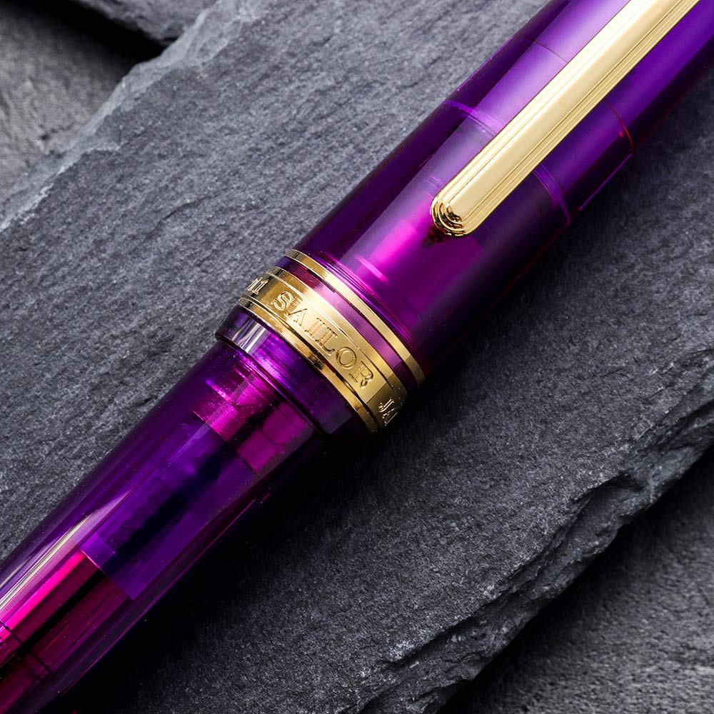 WANCHER Limited Edition SAILOR Original Professional Gear Transparent Lavender 21K Gold Fountain Pen Special Medium [WANCHER Edition] (M Nib)