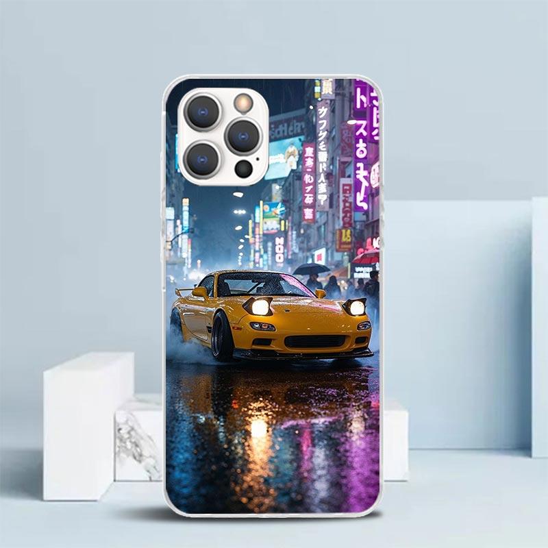 JDM Car RX7 Cool Soft Cover for iPhone 16 17 Air 15 14 Pro Max 16E Phone Case 13 Mini 12 11 7 SE 8 Print Pattern Fit Cases 16 17
