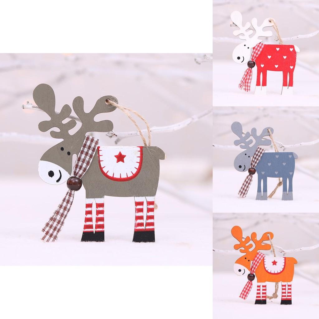 Wooden Joyful Christmas Reindeer Ornaments Playful Colorful Decorations For Celebrations Festive