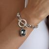 Geometric Square Zircon Necklace Set Cool Bead Chain for Women