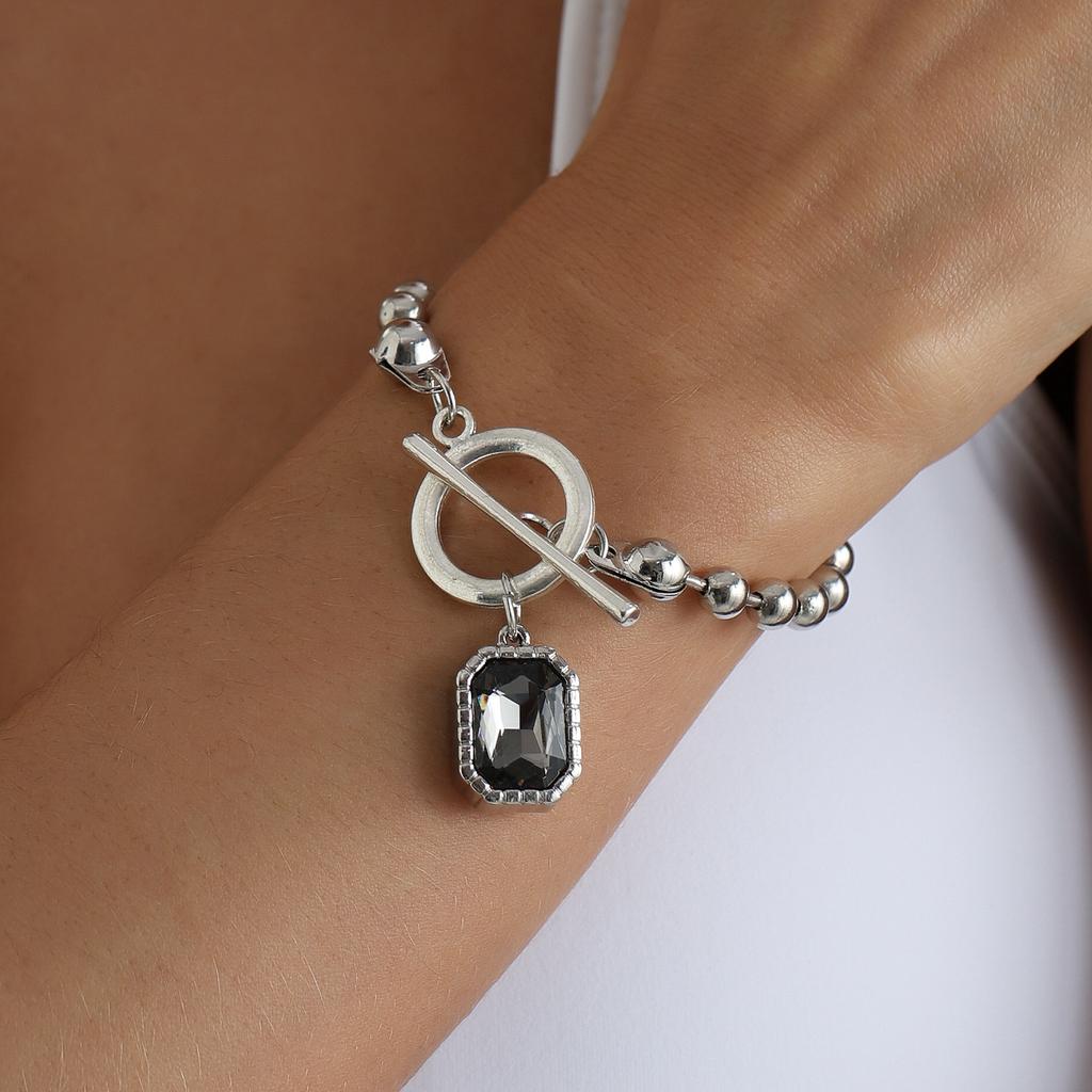 Geometric Square Zircon Necklace Set Cool Bead Chain for Women