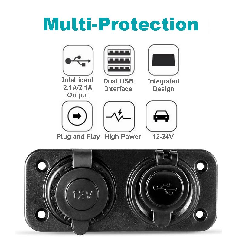 12V Dual USB Car Cigarette Lighter Socket Splitter 12V Charger Power Adapter Outlet Accessories New Arrive