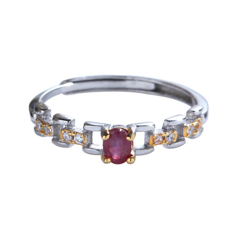 

Кольцо Color Treasure Jewelry из стерлингового серебра S925 с инкрустацией натуральным рубином, женское, открытое, в форме цепочки adjustable open band