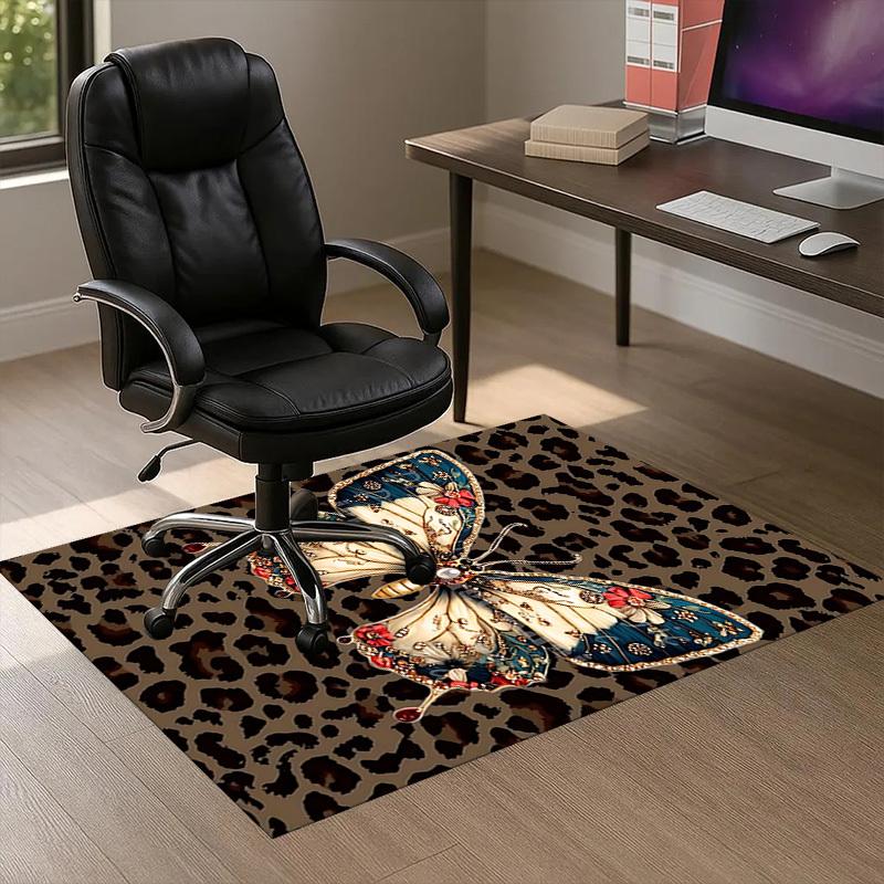 Butterfly Leopard Pattern Area Rug, Office Carpet Indoor Outdoor Entrance Doormat, Non-Slip Soft And Comfortable, Living Room, c122012