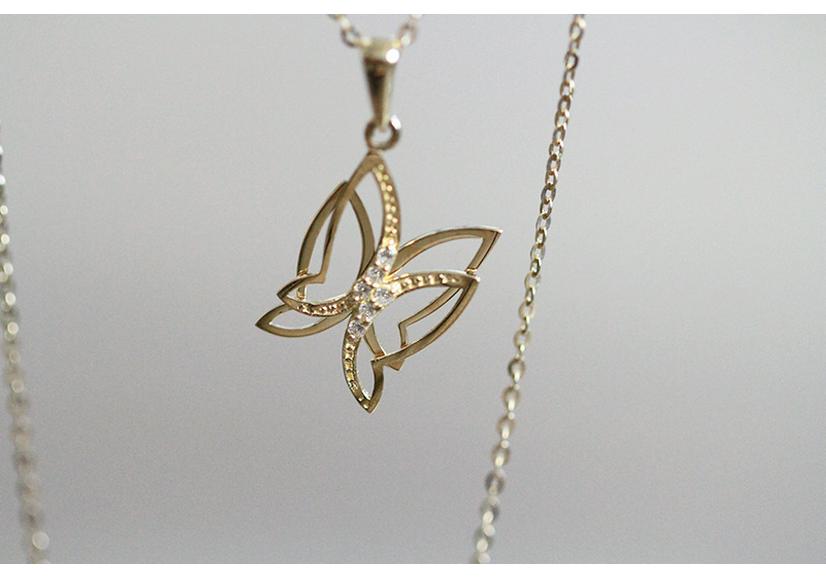Exquisite 9K Gold-Plated S925 Silver Double-Layer Butterfly Pendant Platinum