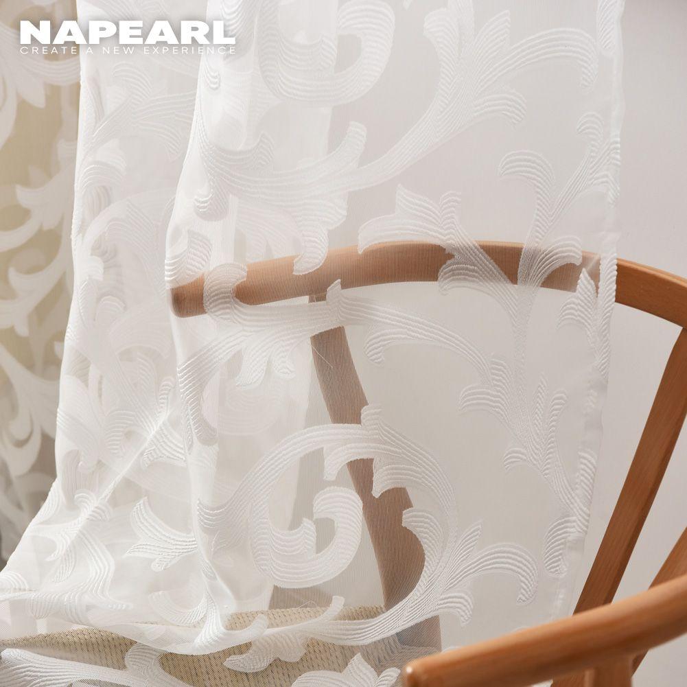 1 Stück NAPEARL Jacquard Durchsichtiger Tüll Fenstervorhang für Wohnzimmer Schlafzimmer Heimdekoration