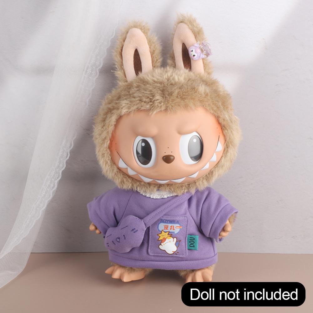 Für 38cm Labubu Puppenkleidung, modische Kleidung, Kapuzenpullover, Puppenkleidung, farblich passende Kapuzenpullover, Puppenzubehör, süße Dekoration, kleine Tücher