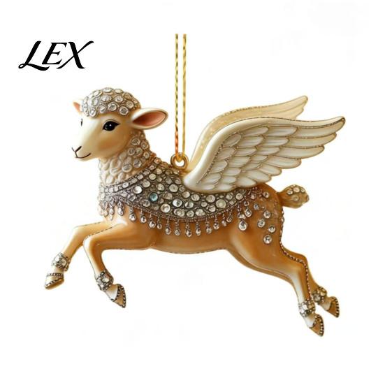 White Sheep Christmas Tree Decorations 2D Acrylic Keychain, Lamb Pendant for Car Rearview Mirror, Seasonal Home Ornament Backpack Bag Charm,