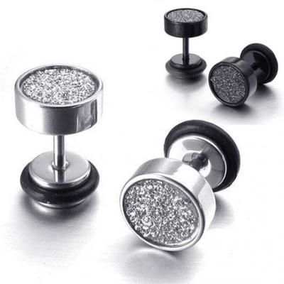 Orecchini a bottone rotondi punk gotici da uomo in acciaio inossidabile 316L da 8 mm