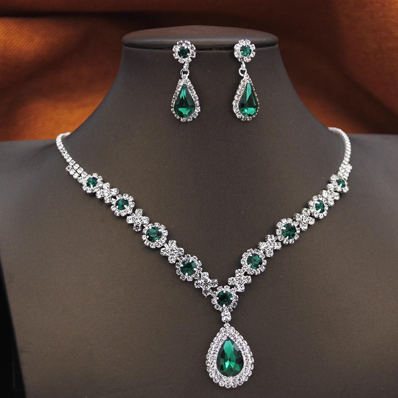 Rhinestone Flower Necklace Set for Women Choker Necklace and Earrings Party Birthday Wedding Dress Bridal Jewelry Sets Fashion