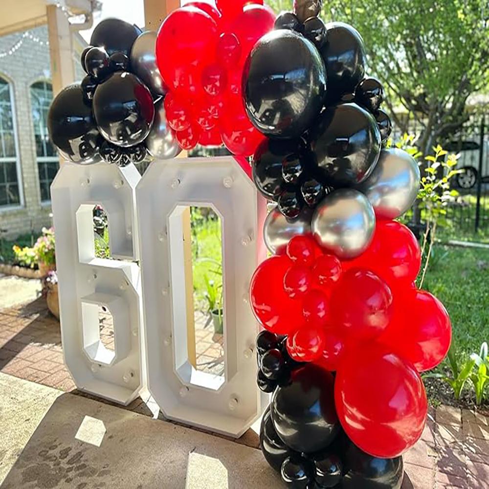 153PCS Black Red Balloons Garland Metal Silver Balloon Arch Kit Graduation Birthday Party Wedding Anniversary Decoration Globos