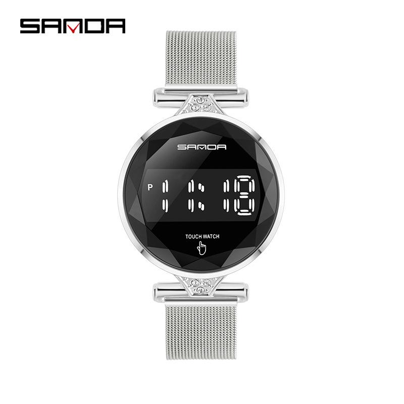 

Водонепроницаемые многофункциональные спортивные часы с будильником Sanda Douyin серебряный