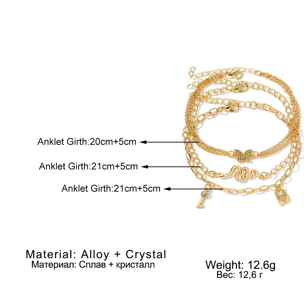 2023 hadí módní luxusní náramek diamantový elegantní zlatý náramek 6 ks sada Love Hollowed pláž otevřený náramek na kotník Dual Purpose Hundred Jewelry